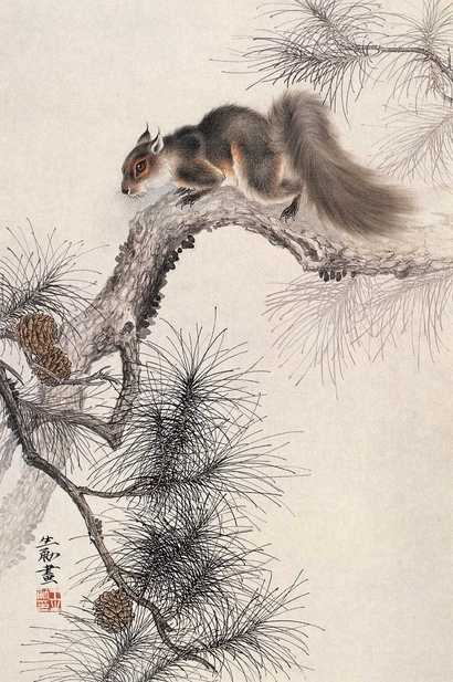 王生勇 松鼠 镜心